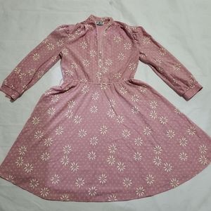 Vintage T and F Pink Floral Print  Dress